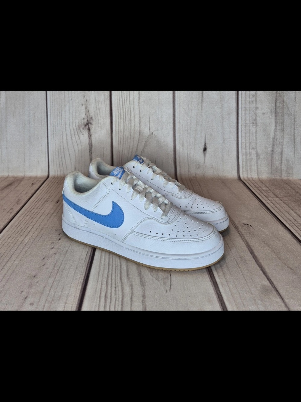 Nike Men's Size 7 Court Vision Low Shoes White University Blue Gum HJ9105-100